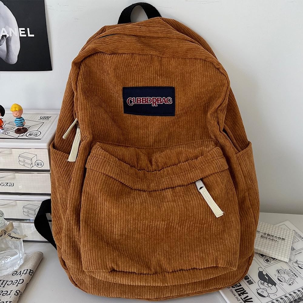 Amazon.com: JHTPSLR Preppy Backpack Cute Vintage Corduroy